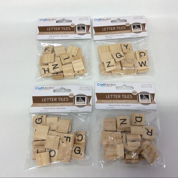 Wood Letter Tiles 4 Pks 26 Tiles Per Pack Arts Crafts Replacements NIP - Picture 1 of 5